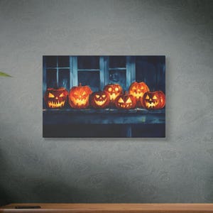 Spooky Jack o Lantern Wall Art Canvas, Halloween Night Canvas,  Pumpkin Wall Art, Spooky Decor, Fall Decor, Jack o Lanterns Halloween Decor