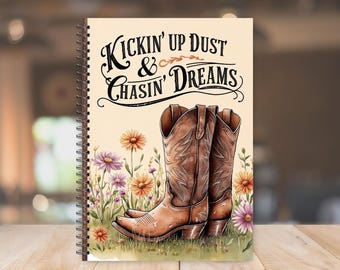 Cowgirl Boots Spiral Notebook, Western Stationery Gift