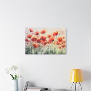 Floral Wall Art Canvas, Vibrant Poppy Flowers Wall Art, Colorful Canvas Print, Boho Wall Decor, Housewarming Gift,Bold Floral Decor, Poppies