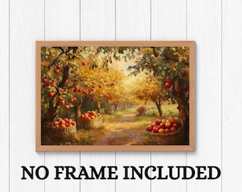 Apple Orchard Harvest Print, Rustic Farmhouse Wall Art
