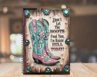 Cowgirl Boot Spiral Notebook, Western Journal, Funny Cowgirl Gift