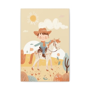 Boho Scandinavian Cowboy Wall Art,  Little Cowboy Wall Art for Nursery or Kids Room, Cowboy Nursery Art, Cowboy Art for Kids&#39; Room, Nursery