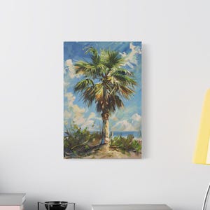 Tropical Palm Tree Canvas Art, Beach Decor, Coastal Decor, Summer Vibes, Housewarming Gift, Palm Tree Beach Wall Art,Tropical Coastal Decor