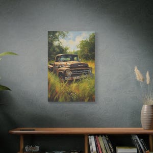 Vintage Pickup Truck Wall Art Canvas, Old Truck Decor, Vintage Wall Art, Old Pickup Truck, Farmhouse Decor, Farmhouse Wall Art,Vintage Truck