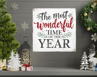 Rustic Christmas Canvas Art, Farmhouse Holiday Decor