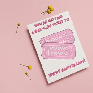 One-Way-Karte für Pound Town Jubiläumskarte, druckbare schmutzige Jubiläumskarte für ihn, lustige sexy Jubiläumskarte Raunchy für sie