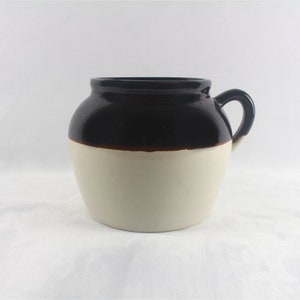Antique Crock, Brown Beige Stoneware Storage Crockery, Farmhouse Kitchen, Made in USA