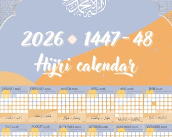 Calendrier Hijri 2026, Calendrier islamique 2026, Calendrier Hijri 1447, Calendrier Hijri 1448, Calendrier Hijri islamique 1447, Nouvelle année civile Hijri