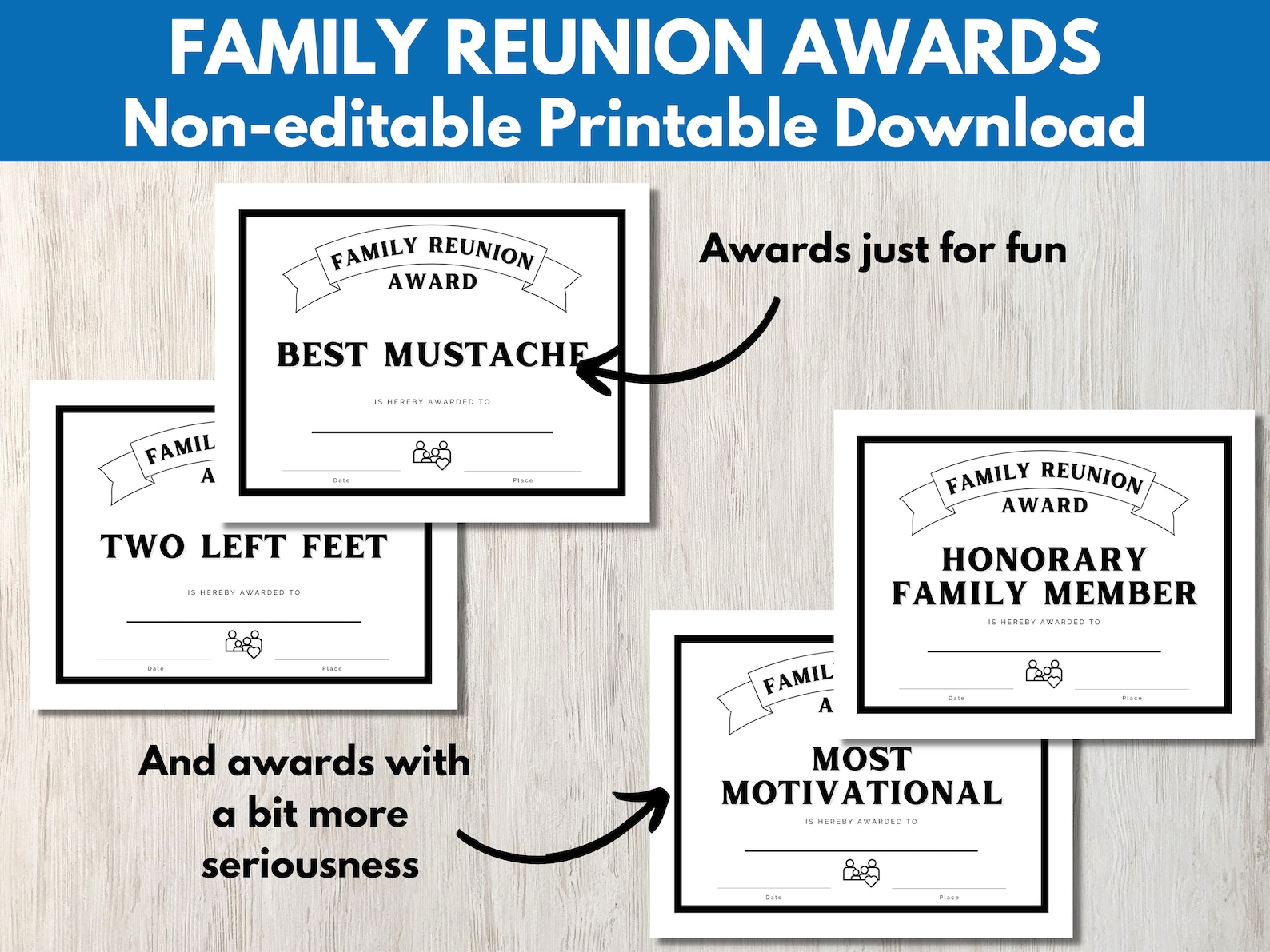 Family Reunion Awards - 80 Printable Reunion Award Certificates in ...