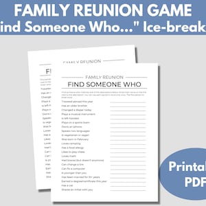 Family Reunion Ice-breaker "Find Someone Who" printable - Family gathering activity and game for summer family fun