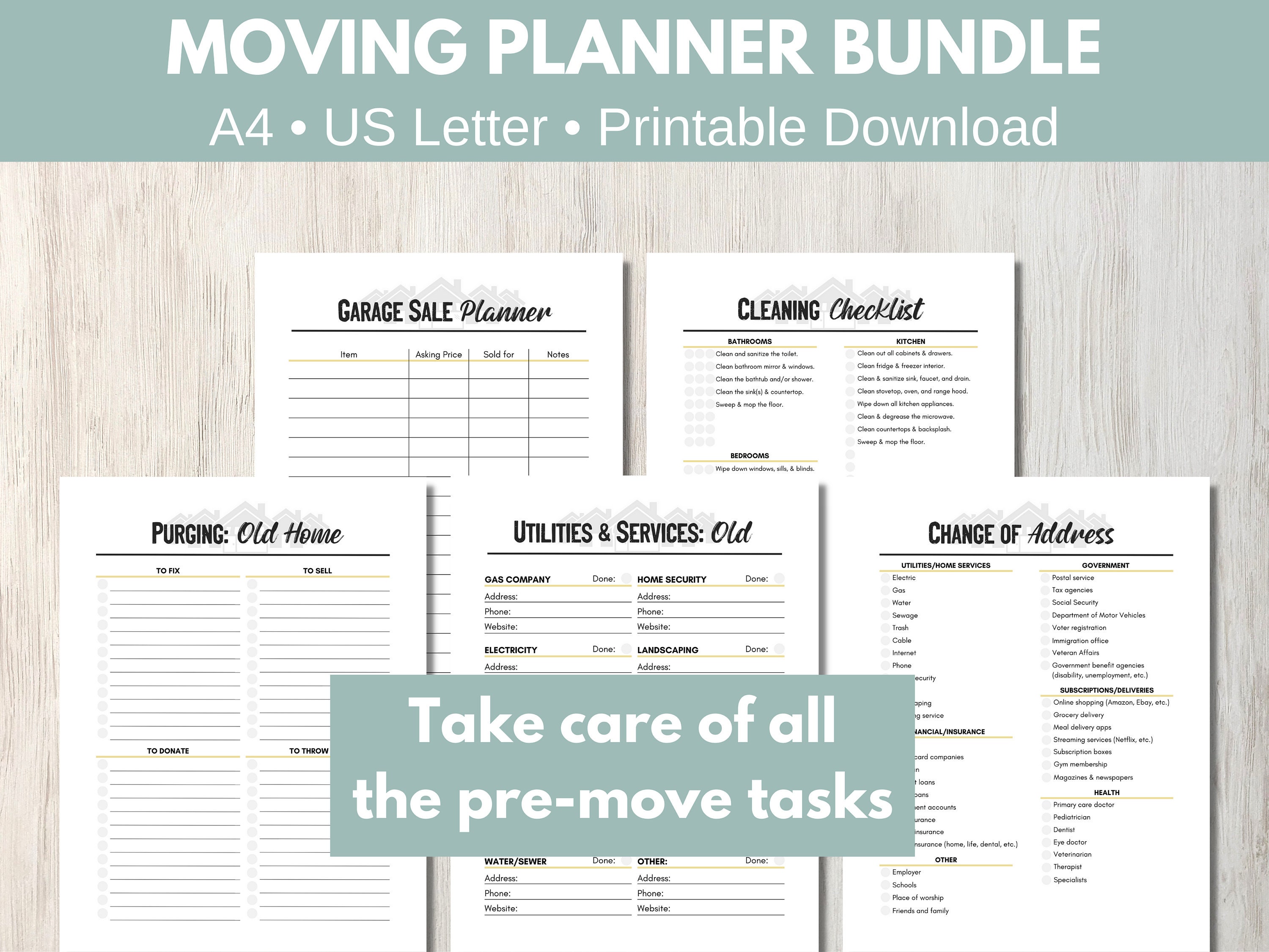 Moving Checklist and Moving Planner - Printable Moving Binder With ...