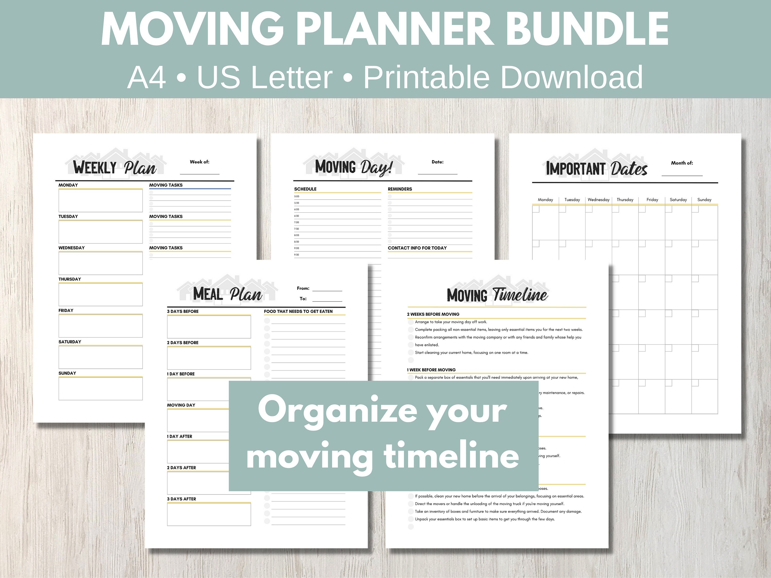 Moving Checklist and Moving Planner - Printable Moving Binder With ...