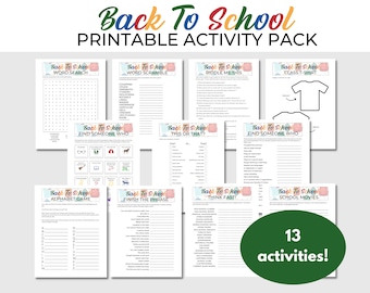 Back To School Activity Pack - Printable Game Bundle for Kids, Ice-breakers, Classroom Activity, and Teacher Resource