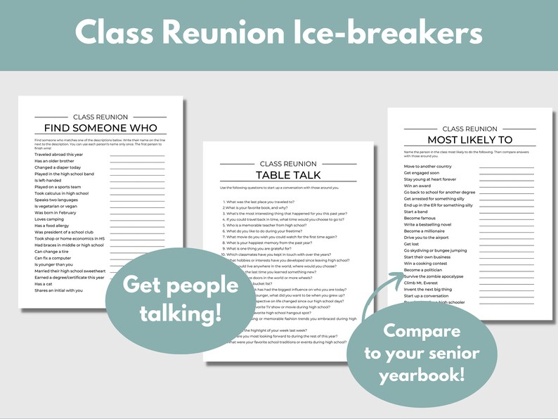 Class Reunion Games Bundle Printable High School Class Reunion