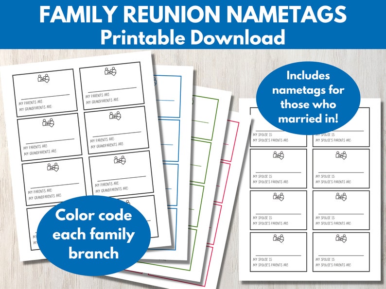 Family Reunion Name Tags Printable Reunion Nametags With Family Tree