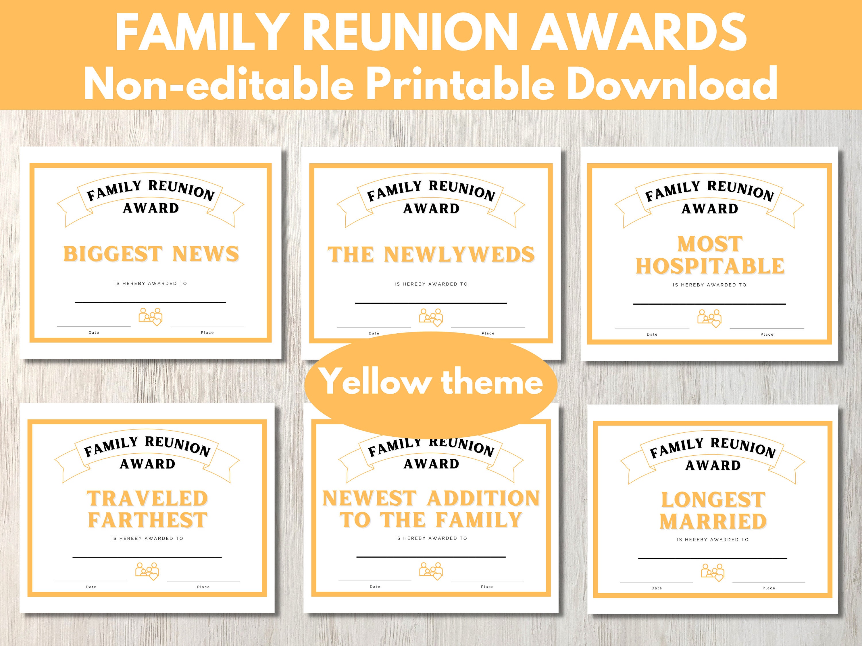 Family Reunion Awards - 80 Printable Reunion Award Certificates in ...