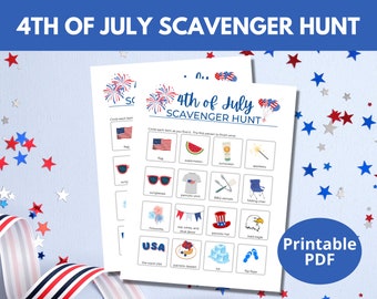 4th of July Scavenger Hunt | United States Independence Day Printable Summer Party Activity Game