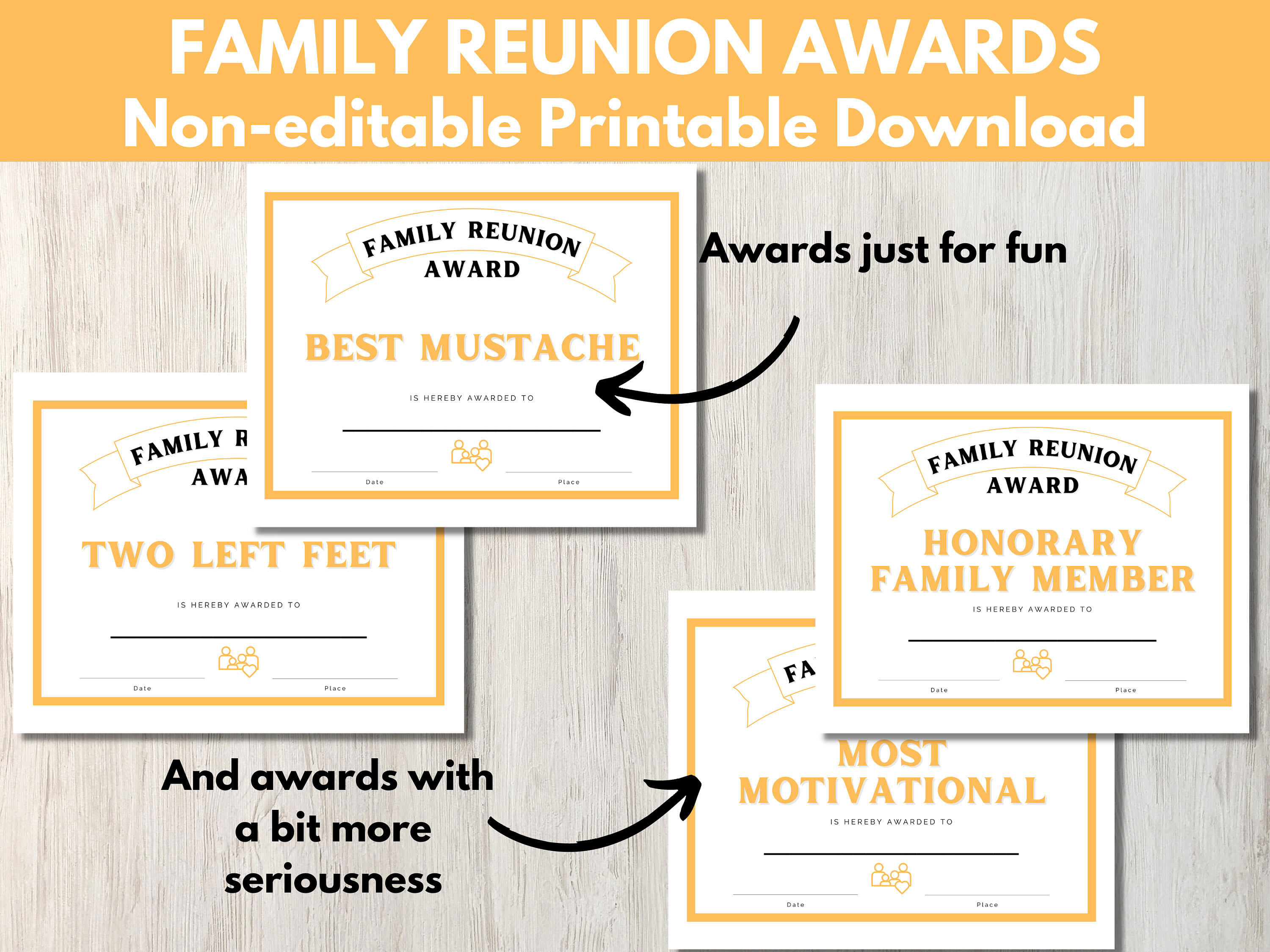 Family Reunion Awards - 80 Printable Reunion Award Certificates in ...