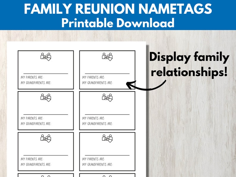 Family Reunion Name Tags Printable Reunion Nametags With Family Tree