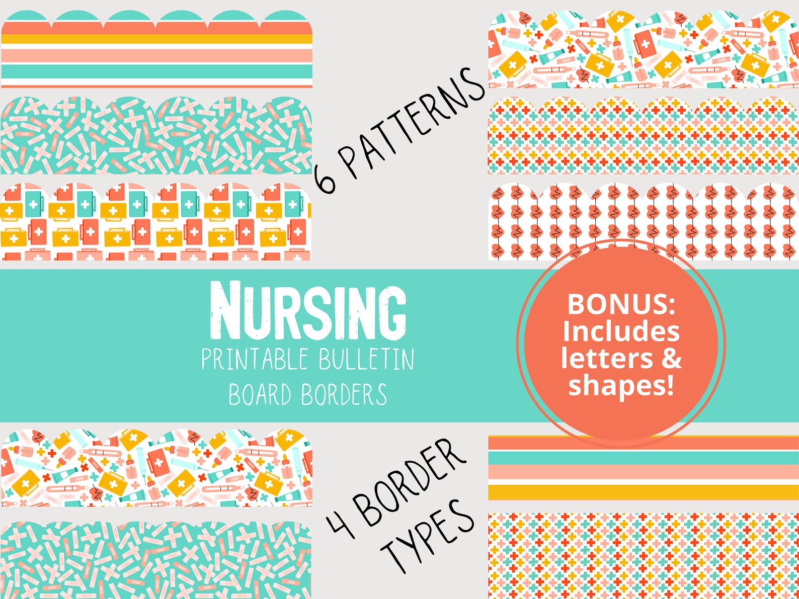 PRINTABLE Nurse Bulletin Board Borders Bulletin Borders W/ Circle