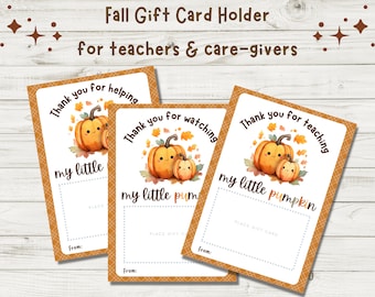 Halloween Coffee Gift Card Holders - Printable Gift Card Holder for Coffee for Teacher Appreciation with "My Little Pumpkin" Design