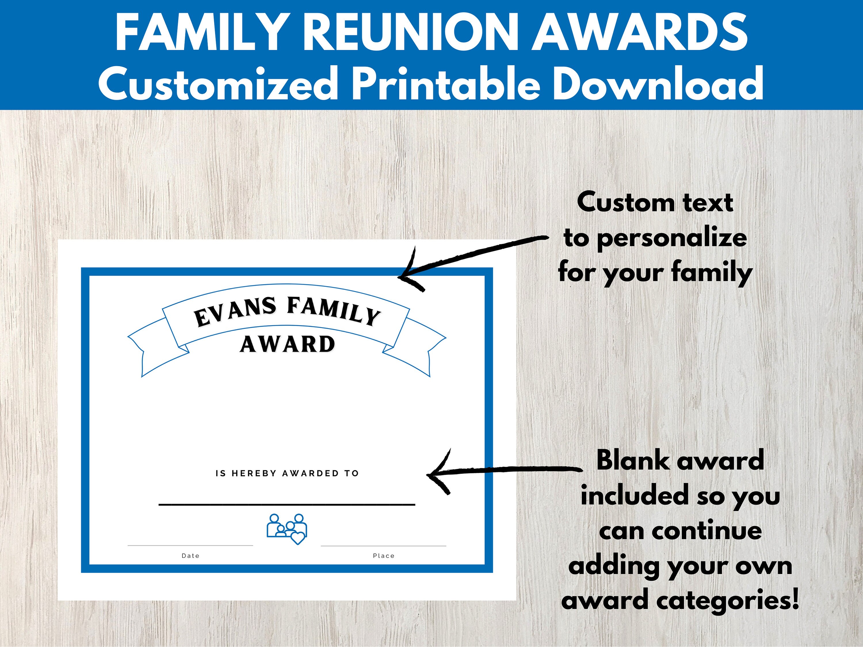 Family Reunion Awards - 80 Customized Printable Reunion Award ...