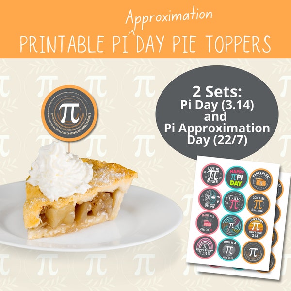 Pi Day (and Pi Approximation Day) Dessert Toppers for Pie, Cupcakes, or Gift Tags