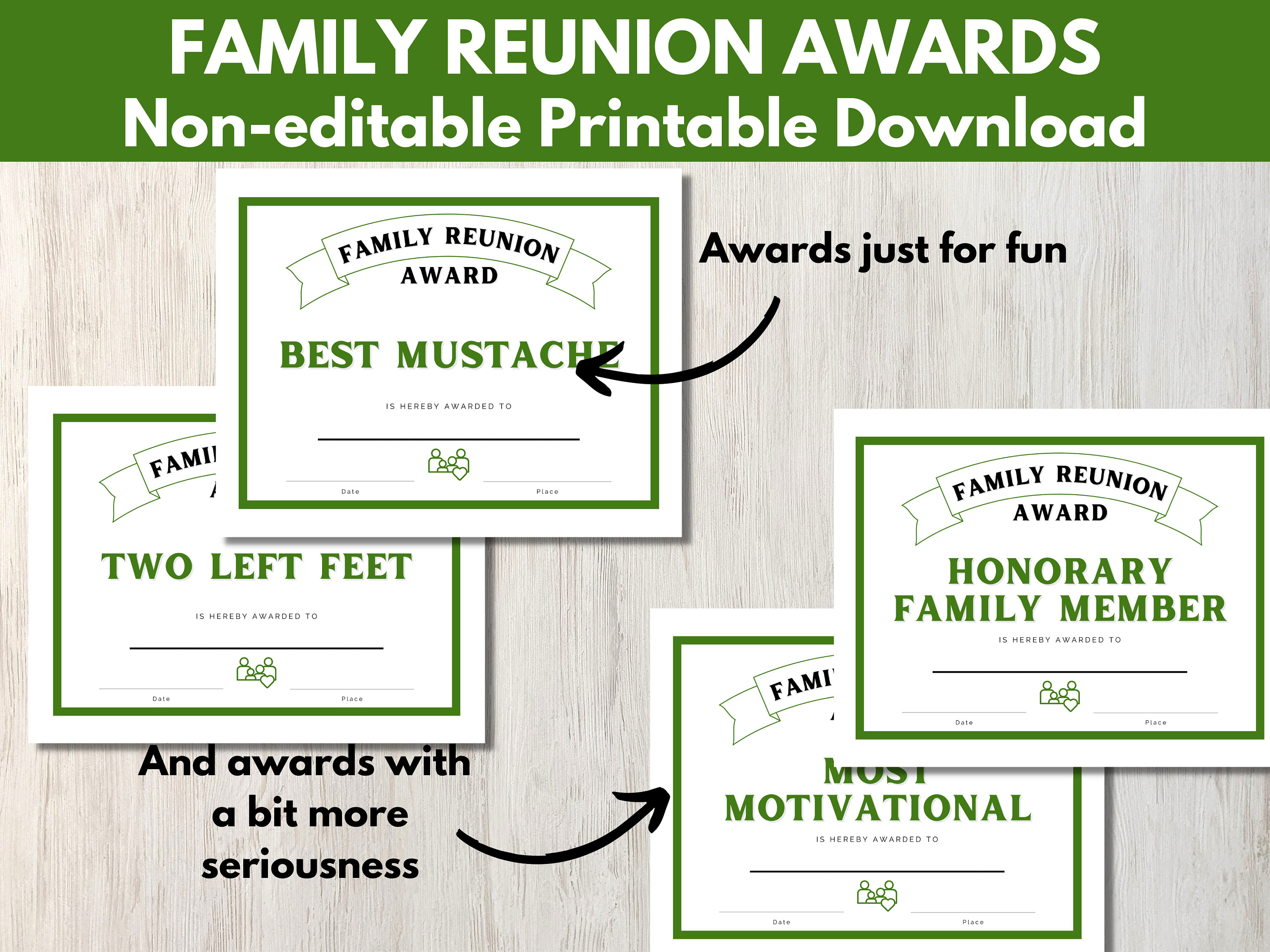 Family Reunion Awards - 80 Printable Reunion Award Certificates in ...
