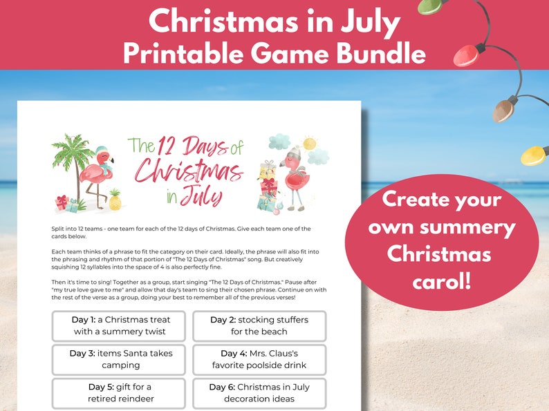 Christmas in July Games Bundle Printable Summer Party - Etsy