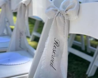 Handmade Linen Reserved Chair Bows: Wedding Ceremony Decor