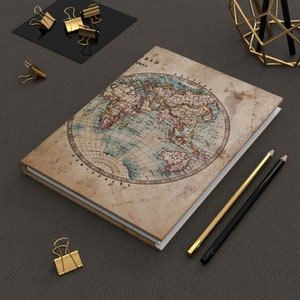 Vintage World Map Hardcover Journal Notebook