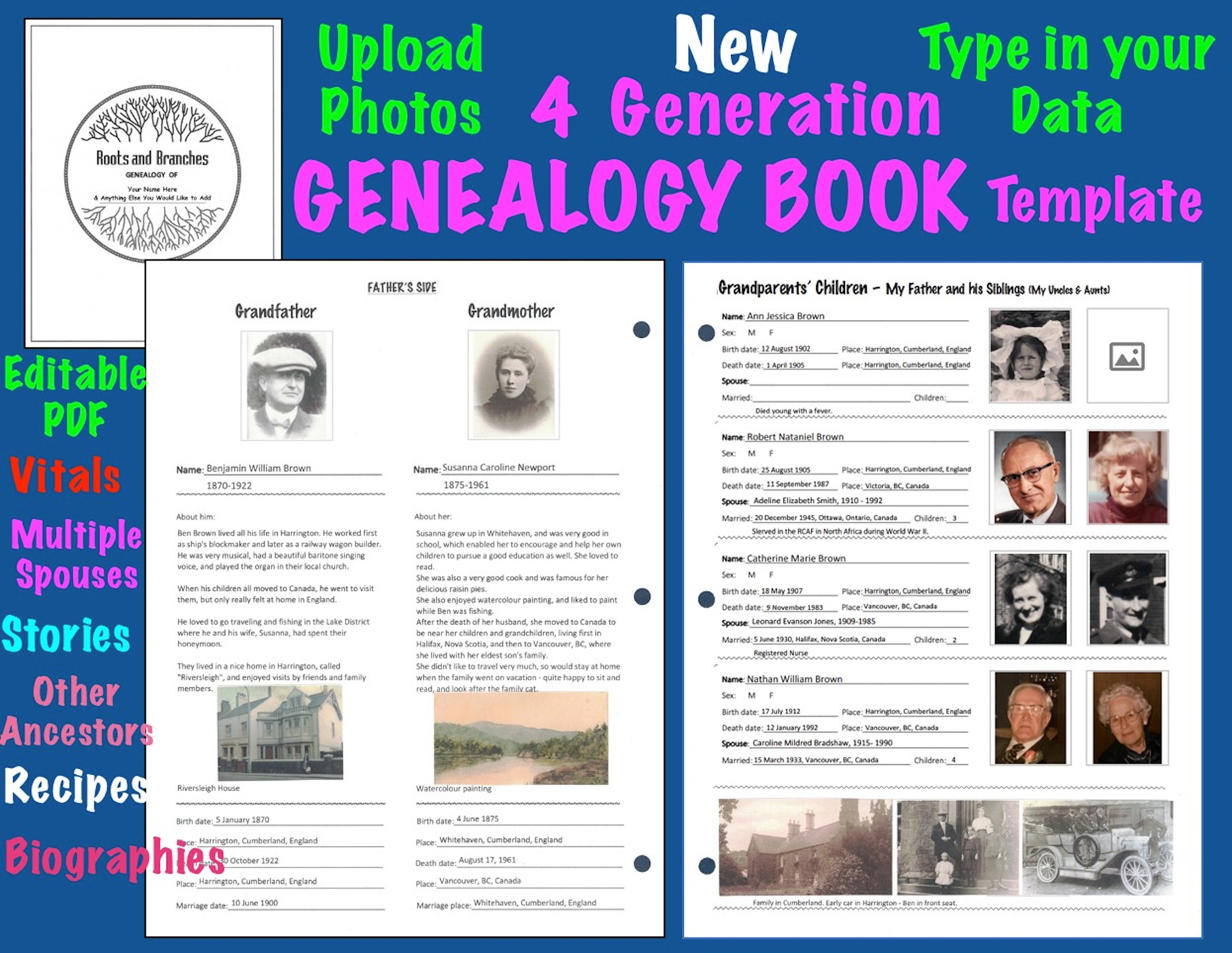 Genealogy Book Template Etsy Genealogy Book Template Etsy