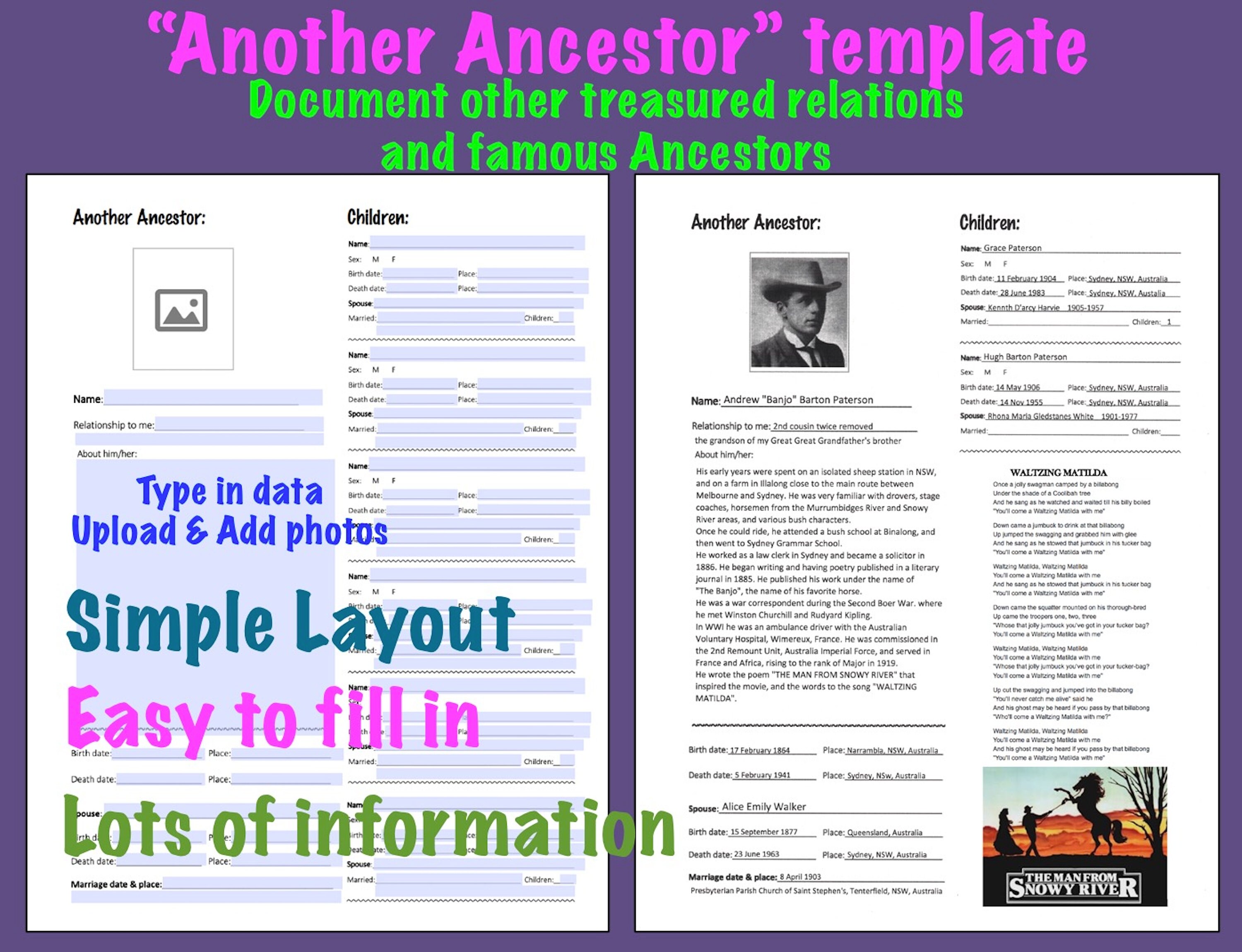Genealogy Book Template Etsy Genealogy Book Template Etsy