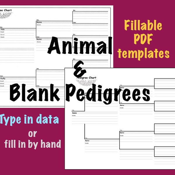 Pedigree Charts Animal and Custom Blank