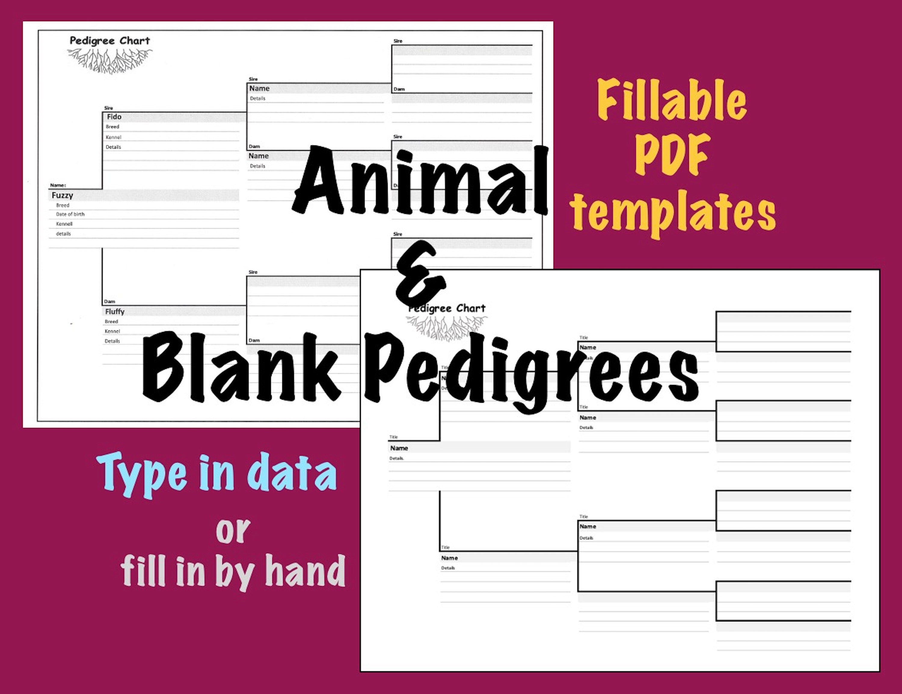 Pedigree Charts Animal and Custom Blank