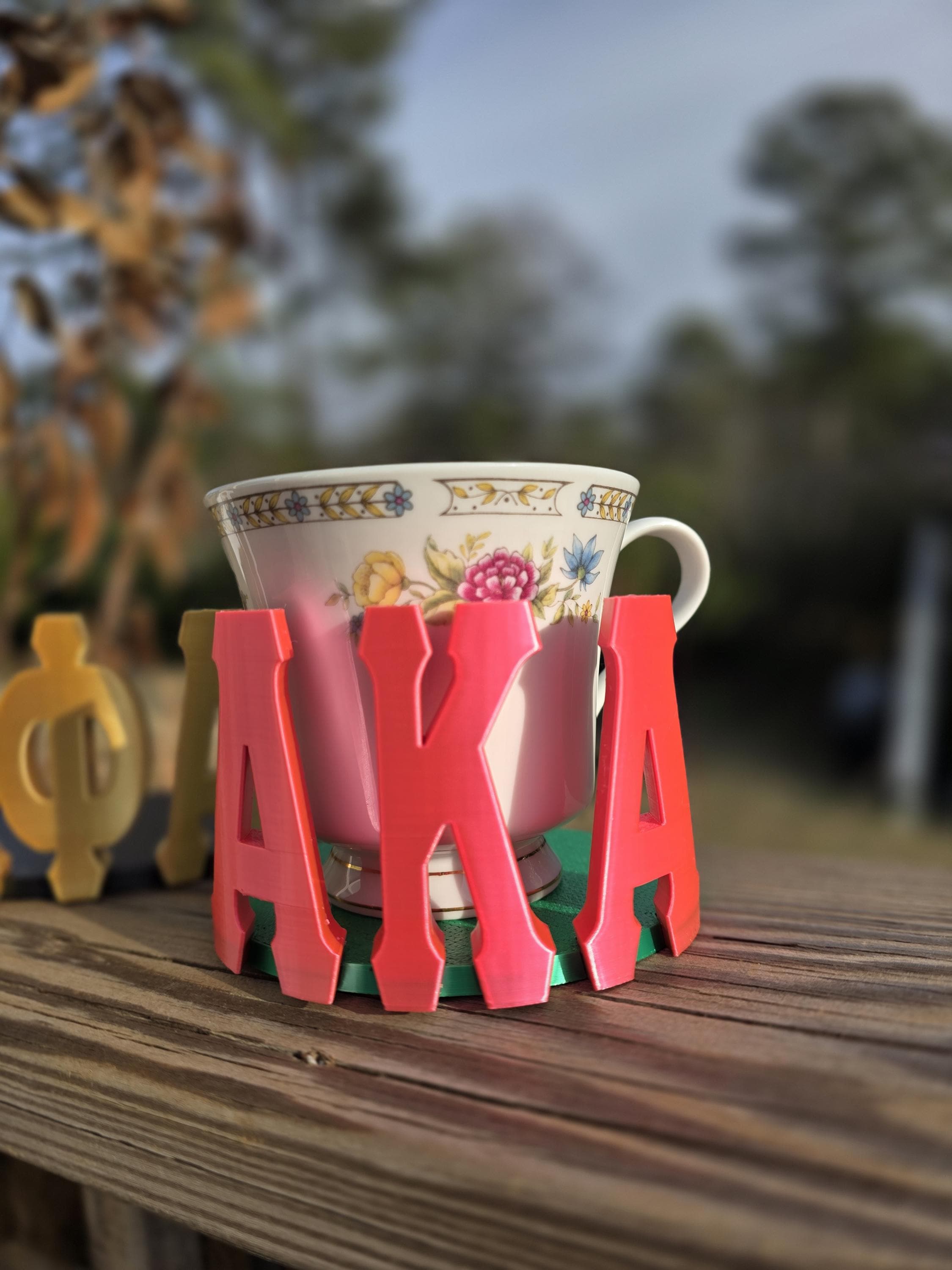 Alpha Kappa Alpha Signature Coaster | Pink Green Sorority Tea Cup ...
