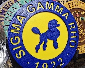 Piatto circolare decorativo Sigma Gamma Rho Sorority con espositore da 2 pezzi