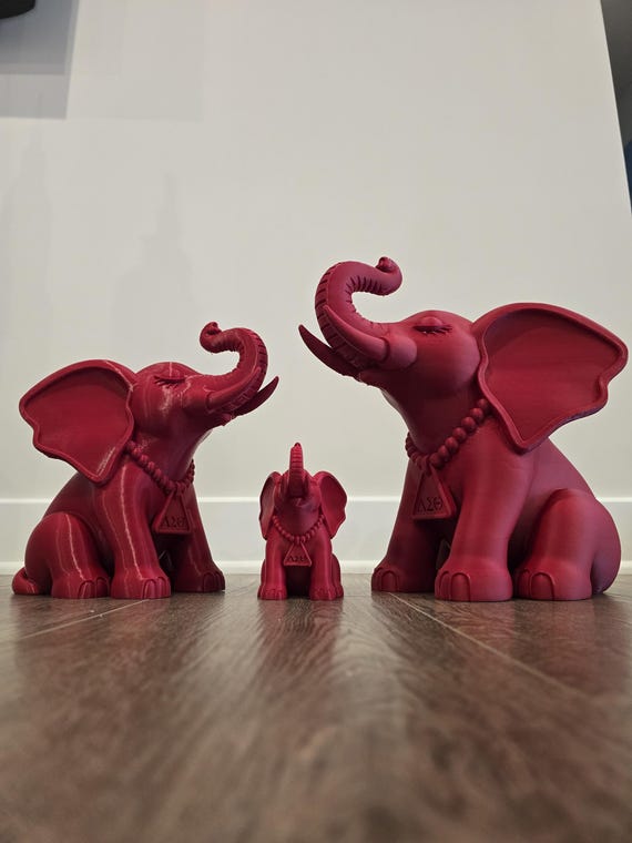Medium Delta Sigma Theta Elephant Statue 10 x 6.5 x 11 inches