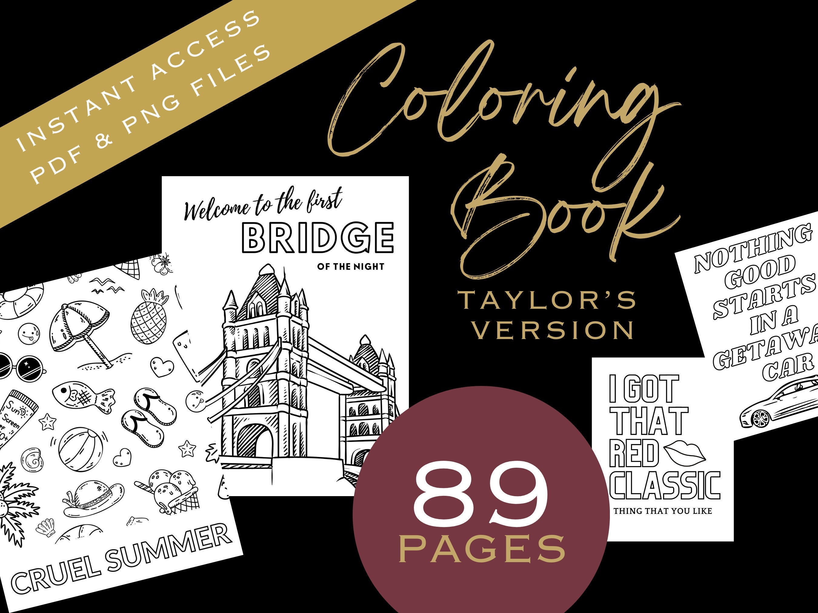 Taylor Swift coloring book: 30+ pages of coloring, plus 2 how-to