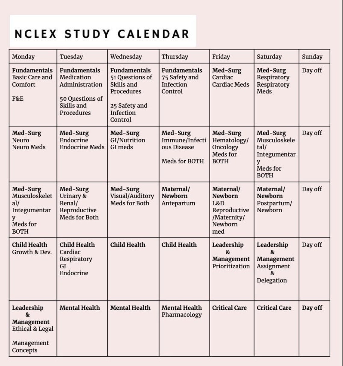 6 Week NCLEX STUDY PLAN Etsy