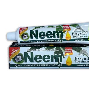 Bio-Neem-Zahnpasta 100% FLUORIDFREIE GEMÜSE Basis 5 In 1 Extrakte aus Neem, Schwarzkümmel, Minze und Nelke, Baking Soda Essential Palace