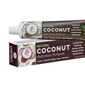 Kokosnuss NATÜRLICHE KRÄUTER ZAHNPASTE Zimt, Moringa, Ingwer, Schwarzkümmel 100% Fluoride Free Madina