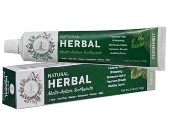 NATURAL HERBAL TOOTHPASTE Neem Honey Tea Tree Whiten Teeth Detoxify Mouth Breath 100% Fluoride Free