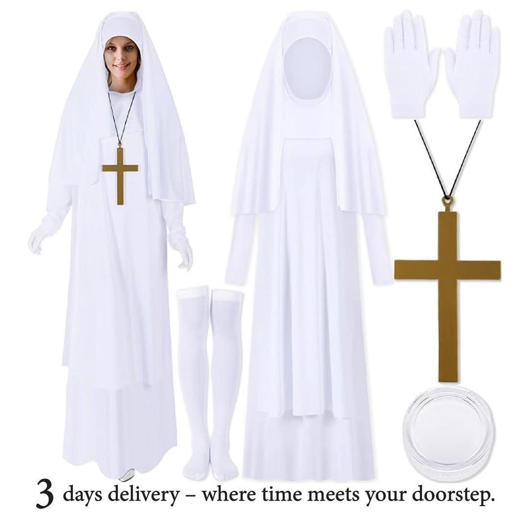 6 Pcs White Nun Costume for Adults Set Women's Nun Outfit Etsy