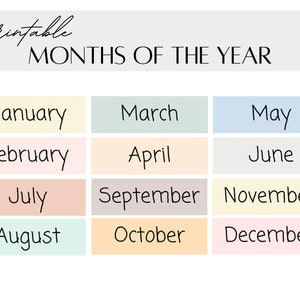 Months of the Year Display for Classroom Calendar
