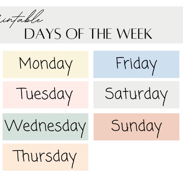 Days of the Week for Classroom Calendar | Days of the Week Display