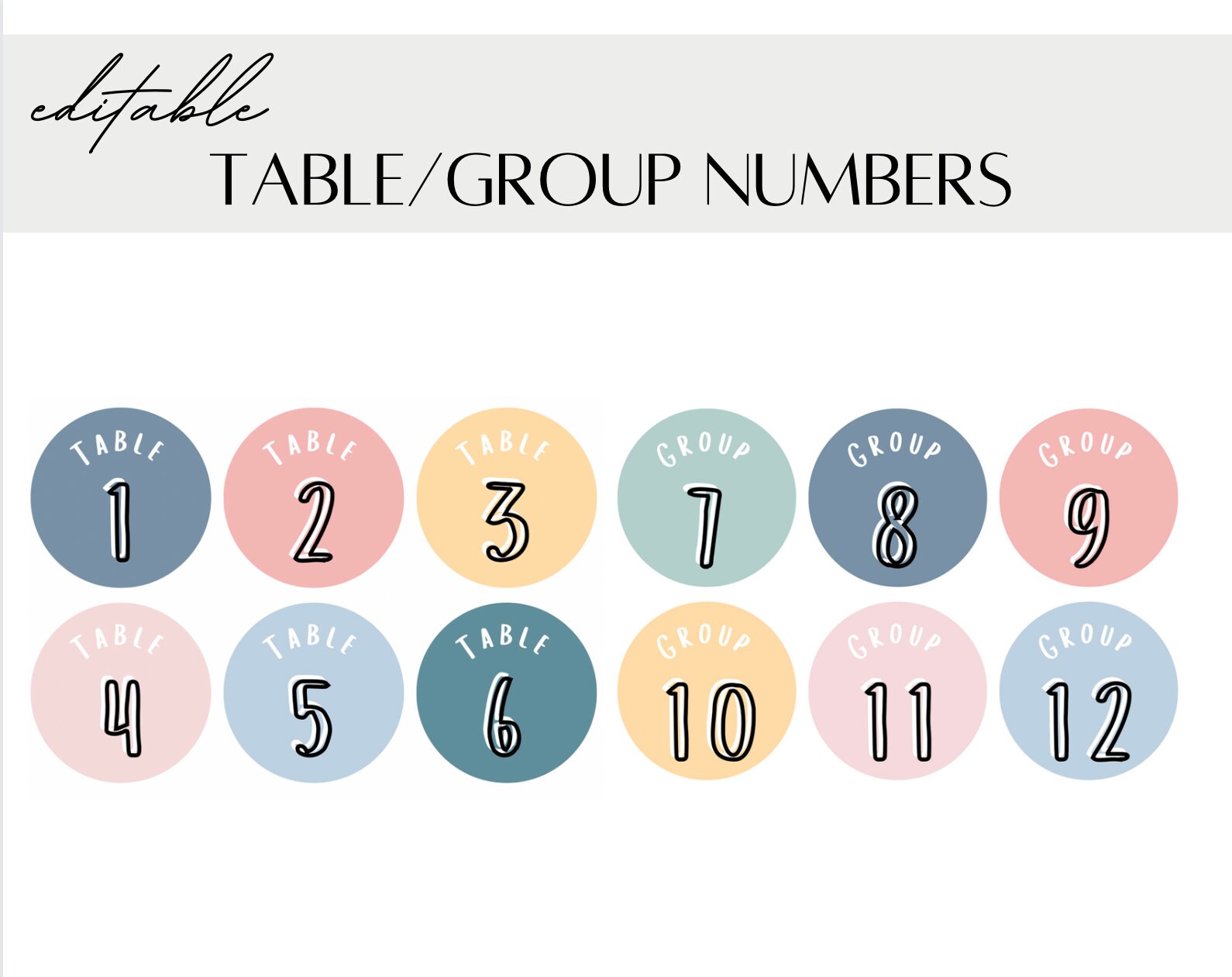 Classroom Table Numbers Student Group Numbers Etsy
