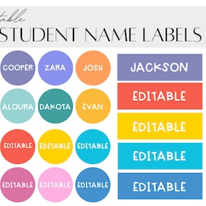 Student Name Labels | Editable Classroom Decor - Etsy