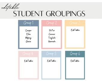 Classroom Group Numbers | Editable Student Grouping Display