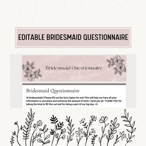 Editable Bridesmaid Questionnaire Etsy